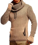 Leif Nelson Herren Pullover mit Schalkragen Slim Fit LN5060 Braun/Ecru