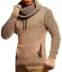 Leif Nelson Herren Pullover Pulli Strickpullover mit Schalkragen Winterpullover Slim Fit Braun Ecru XXX-Large