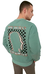 Herren Jung Oversized Basic Rundhalsausschnitt Webstoff Sweatshirt