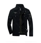 MERCIYD Herren Übergangsjacke Militär Jacke Stehkragen Fliegerjacke Bomber Jacke Multi Taschen Armeejacke Feldjacke Schwarz