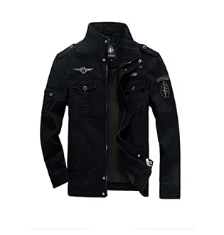 MERCIYD Herren Übergangsjacke Militär Jacke Stehkragen Fliegerjacke Bomber Jacke Multi Taschen Armeejacke Feldjacke