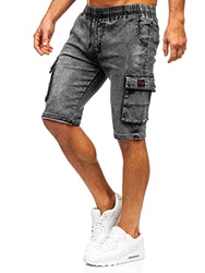 BOLF Herren Kurze Jeanshose Shorts Bermudas Jeans Short Kurze Hose Destroyed Used Denim Stretch Freizeithose [7G7] Schwarz (7G7)