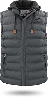 normani Herren Weste Steppweste mit Swaet Kapuze und Stehkragen - Outdoor Weste mit Wasserdichten Reißverschlüssen Grau/Anthrazit normani Herren Weste Steppweste mit Swaet Kapuze und Stehkragen - Outdoor Weste mit Wasserdichten Reißverschlüssen Grau/Anthrazit