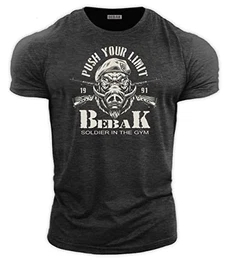 Herren Gym T-Shirt Viking Warrior Gym Kleidung für Männer Bodybuilding T-Shirt Ideal für MMA Strongman Crossfit, Granit-Soldat, M