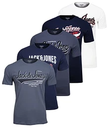 Herren JJERAFA Logo 2 Tee SS Crew Neck SS22 T-Shirt 5PK, M