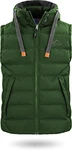 normani Herren Wattierte Weste Winddichte Steppweste mit Sweat Kapuze und Stehkragen Outdoor Bodywarmer Oliv
