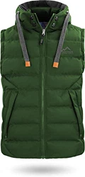 normani Herren Wattierte Weste Winddichte Steppweste mit Sweat Kapuze und Stehkragen Outdoor Bodywarmer Oliv