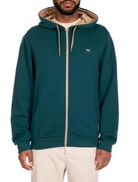 Herren Bio-Baumwoll Hoodie Kapuzenjacke - Mini Flag 2 Zip Hood, Kapuzen-Pullover mit durchgehendem Reißverschluss in Pacific, S