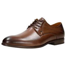 - Halbschuhe für Herren Geschnürt Glattleder Sehr Elegant Zeitloses Design 10002-52 - Braun, Größe 43