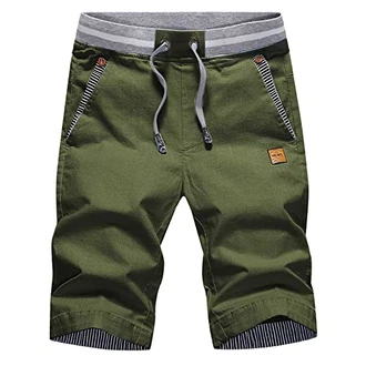 JustSun Kurze Hosen Herren Shorts Sommer Chino mit Tunnelzug Grün