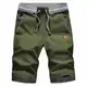 JustSun Kurze Hosen Herren Shorts Sommer Shorts Chino Baumwolle mit Tunnelzug Grün M