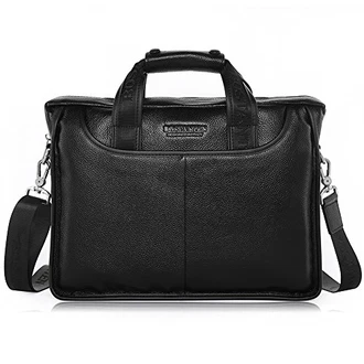 BOSTANTEN Herren Leder Laptop Tasche Aktentasche Henkeltasche Bürotasche Schultertasche Schwarz