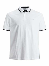 Herren + Fit Polo Shirt JJEPAULOS Uni Sommer Hemd Kurz Arm Pique Cotton Big Size, Farben:Weiß, Größe:7XL