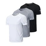 ZENGVEE 3er Pack Sport Tshirts Herren Laufshirt Kurzarm Schnelltrocknend Atmungsaktiv (520) Schwarz/Grau/Weiß (520)