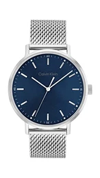 Analog Quarzuhr für Herren mit Silbernes Edelstahl-Mesh-Gliederarmband - 25200045