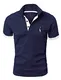 GLESTORE Poloshirt Herren, T Shirts Männer, Hemd Herren Kurzarm Giraffe Stickerei T-Shirt Sommer Slim Fit Golf Sports Navy&Weiß M