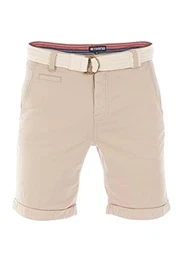 Chino Shorts Herren mit Gürtel Regular Fit RIVHenry Kurze Hosen Bermuda Shorts Knopfleiste Stretch, Größe:W 32, Farbe:Sahara Sand Beige