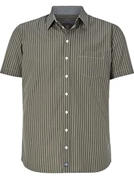 Herren Streifenhemd Perttu Oliv 6XL (XXXXXXL) - 53/54
