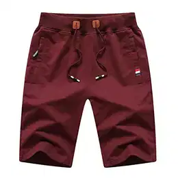 Kurze Hose Herren Shorts Sommer Jogginghose Kurz Baumwolle Gym Sweat Shorts Herren Sport Fitness Training Shorts Rot M