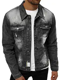 Herren Jeansjacke Jacke Jeans Winterjacke Gefüttert Übergangsjacke Herbstjacke Vintage Herrenjacke Winter Übergangs Denim Bikerjacke Sherpa Jacket Übergangs NB/MJ500NZ SCHWARZ M