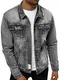 OZONEE Herren Jeansjacke Jacke Jeans Winterjacke Gefüttert Übergangsjacke Herbstjacke Vintage Herrenjacke Winter Übergangs Denim Bikerjacke Sherpa Jacket Übergangs NB/MJ500GZ GRAU M