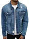 OZONEE Herren Jeansjacke Jacke Jeans Winterjacke Gefüttert Übergangsjacke Herbstjacke Vintage Herrenjacke Winter Übergangs Denim Bikerjacke Sherpa Jacket Übergangs NB/MJ500BZ BLAU M