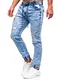 BOLF Herren Jeans Jogger Denim Style Sweathose Jogg Used Look Jeanspants Destroyed Freizeit Casual Style Slim Fit Narrow Leg TF153 Blau M [6F6]