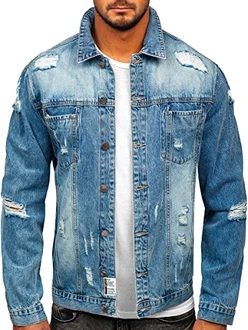 BOLF Herren Jeansjacke Übergangsjacke [4D4] Hellblau