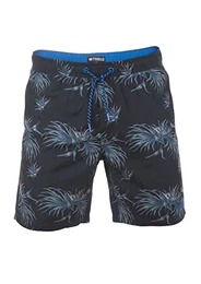 Herren Badehose Badeshort RIVKai Kurze Hose Sommer Sport Shorts Tunnelzug Print 100% Polyester Schwarz M, Größe:M, Farbe:Black Bright Royal Blue (64004)