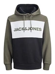 JACK & JONES Herren Jjelogo Blocking Sweat Hood Sts Kapuzenpullover Dusty Olive/REG