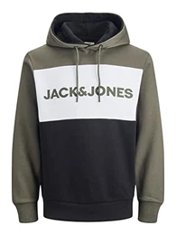Herren JJELOGO Blocking Sweat Hood, Dusty Olive/REG, M
