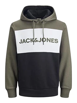 JACK & JONES Herren Jjelogo Blocking Sweat Hood Sts Kapuzenpullover Dusty Olive/REG
