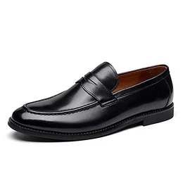 Formale Business-Loafer für Herren, Oxford-Schuhe zum Reinschlüpfen, Schwarz, 43 EU