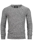 Indicode Herren Loakim Klassischer Strickpullover mit Rundhalsausschnitt Charcoal Mix