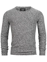 Indicode Herren Loakim Klassischer Strickpullover mit Rundhalsausschnitt Charcoal Mix