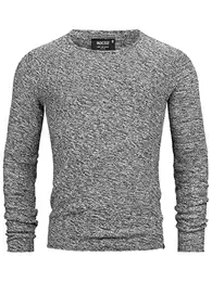 Herren Loakim Klassischer Strickpullover mit Rundhalsausschnitt Pullover Herrenpullover Pulli meliert für Männer Charcoal Mix M