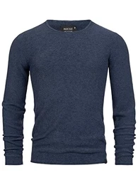 Herren Loakim Klassischer Strickpullover meliert mit Rundhalsausschnitt Pullover Herrenpullover Pulli für Herren Knit Crew Neck Navy L