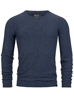 Indicode Herren Loakim Klassischer Strickpullover mit Rundhalsausschnitt Navy