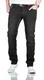 ALESSANDRO SALVARINI Jeans Herren Regular Fit Stretch - Männer Hosen Denim - 98% Baumwolle, 5 Taschen, Knopfleiste, Hose lang Schwarz [AS-353 W32 L32]