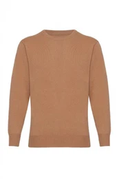 Herrenpullover aus Kaschmir, Rundhalsausschnitt, Beige S
