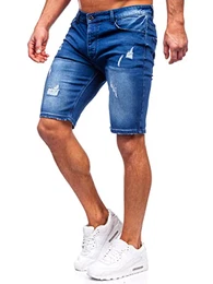 Herren Kurze Jeanshose Shorts Bermudas Jeans Short Kurze Hose Cargo Cargoshorts Destroyed Used Look Denim Stretch Freizeithose MP0061BS Dunkelblau S [7G7]