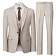 UNINUKOO Herren-Anzüge, schmale Passform, 3-teilig, 1-Knopf, für Hochzeit, formell, Business, Smoking, Jacke, Hose, Weste, Set, beige, M
