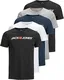 JACK & JONES Herren 5er-Set T-Shirts in verschiedenen Styles, Prints und Farben aus Baumwolle (Corp Mix 1, M)