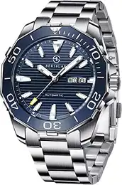 Edelstahl Automatikwerk mit vollem Funktionsumfang wasserdicht und beständig lässig Armband aus Edelstahl Herrenuhr mit Datum