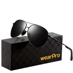 wearPro Sonnenbrille Herren Polarisierte Sonnenbrille Damen Metallrahmen Polarisiert Unisex UV400 schwarz