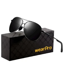 Sonnenbrille Herren Polarisierte Sonnenbrille Damen - Metallrahmen Polarisiert sonnenBrille Herren Fahren Unisex UV400 (1-schwarz Schwarz)
