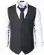 PARKLEES Herren Hipster Urban Design Business formelle Weste Slim Fit Anzug Smoking Kleid Weste, anthrazit, L