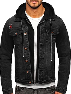 BOLF Herren Jeansjacke Übergangsjacke [4D4] Schwarz (RC61137W1)