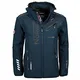 Geographical Norway Royaute Men Distribrands - Wasserdichte Herren-Softshell-Jacke - Atmungsaktiver Outdoor-Mantel Kapuze Tactical Resistant Windbreaker (Marineblau_Schwarz M)