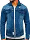BOLF Herren Jeansjacke Übergangsjacke Trucker Jacke Denim Jacke Warm Jeans Denim Vintage Classic Street Style MJ504B Blau L [4D4]
